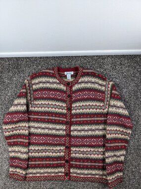 Vintage Gallagher Sweater Womens Small Shetland Wool Cardigan Fair Isle
